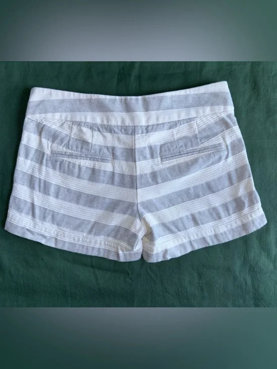 Ann Taylor Loft White andGray Striped Chino Shorts with Button Details - Picture 4 of 8